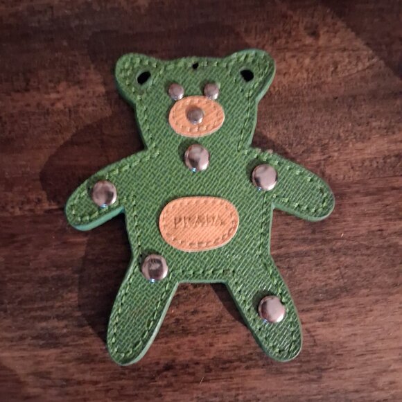 Prada Teddy Bear Keychain Bag Charm | Neiman Marcus RARE*** Prada Lather Sewn Teddy Bear Purse Charm/Keychain
